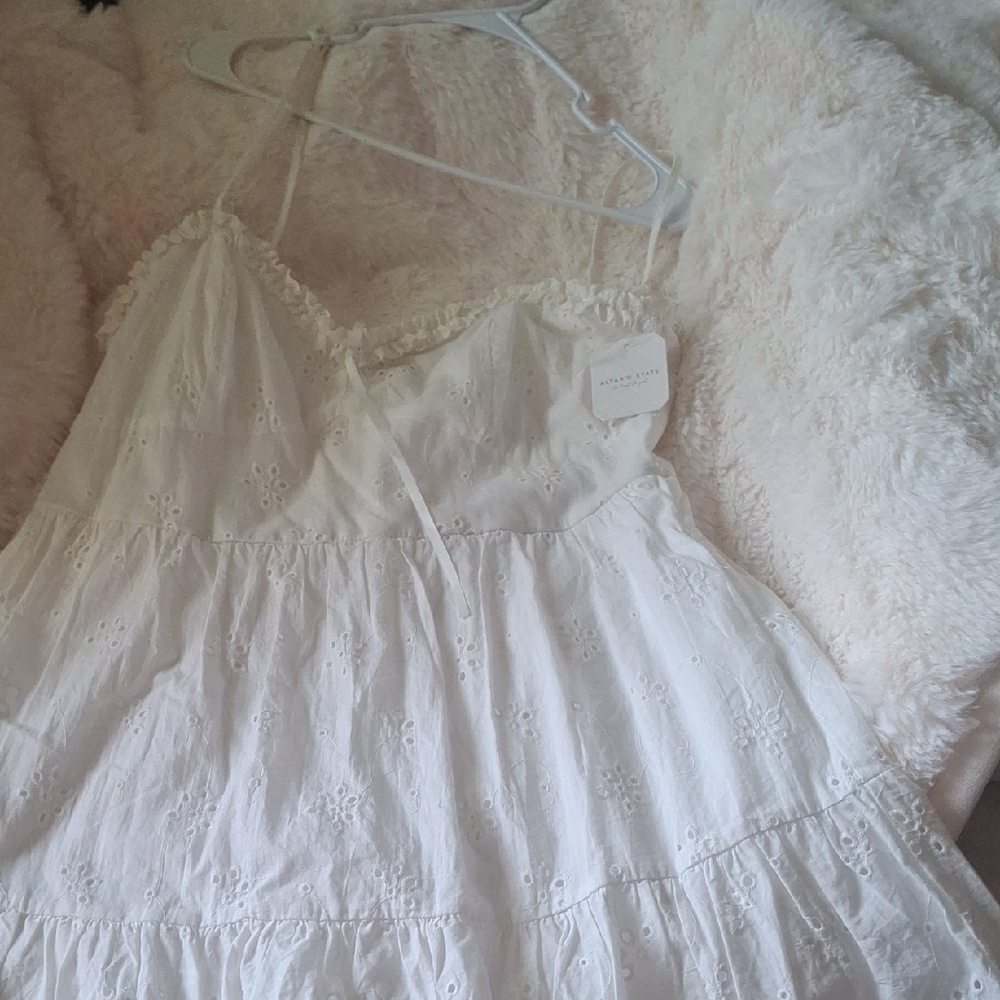 Altar'd State White Eyelet Midi Dress